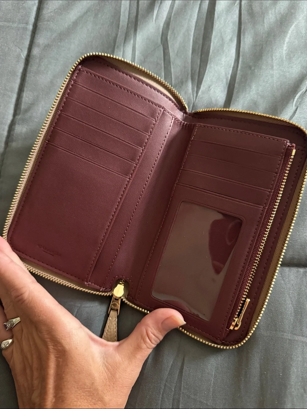 Coach Pebbled Zip-Around Wallet